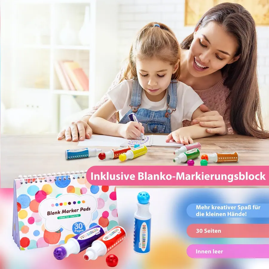 Ohuhu Bingo Dabbers, 8 Farben Auswaschbar Dot Marker für Kinder – B07RFRFTNF – Miniaturansicht 5