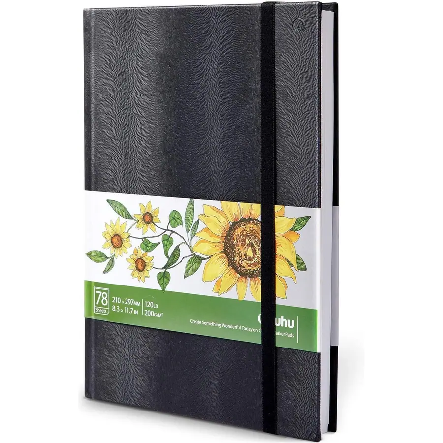Ohuhu A4 Alkoholmarker Skizzenbuch - 200 g/m² säurefreies Papier, 156 Seiten (78 Blätter), 21x29,7 cm…