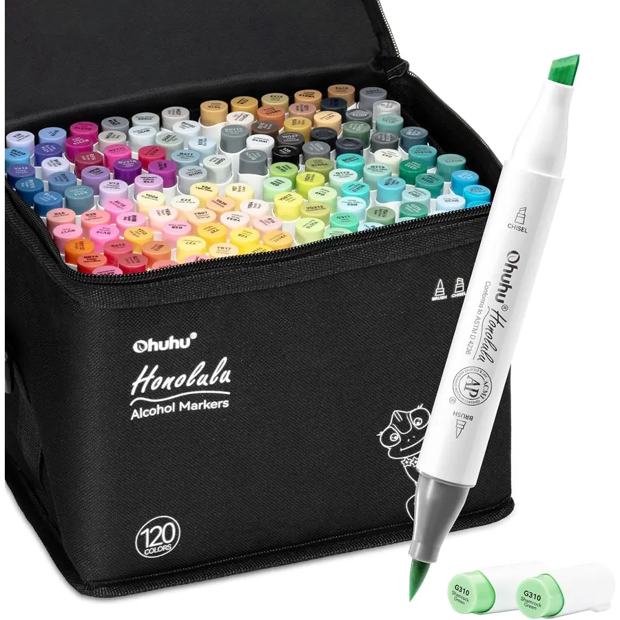 Ohuhu Alkoholmarker 120 Pinsel & Keil Kunstset für Illustration