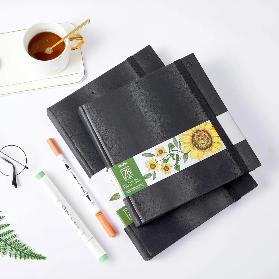 Ohuhu 2er-Set Skizzenbücher A4 + 21x21 cm, 200 g/m² – Format A4 & Quadratisch 21 x 21 cm – Miniaturansicht 6