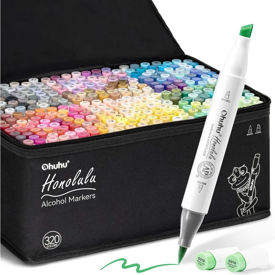 Ohuhu Alkohol Marker 320 Pinsel & Keil Kunst Skizzen Set