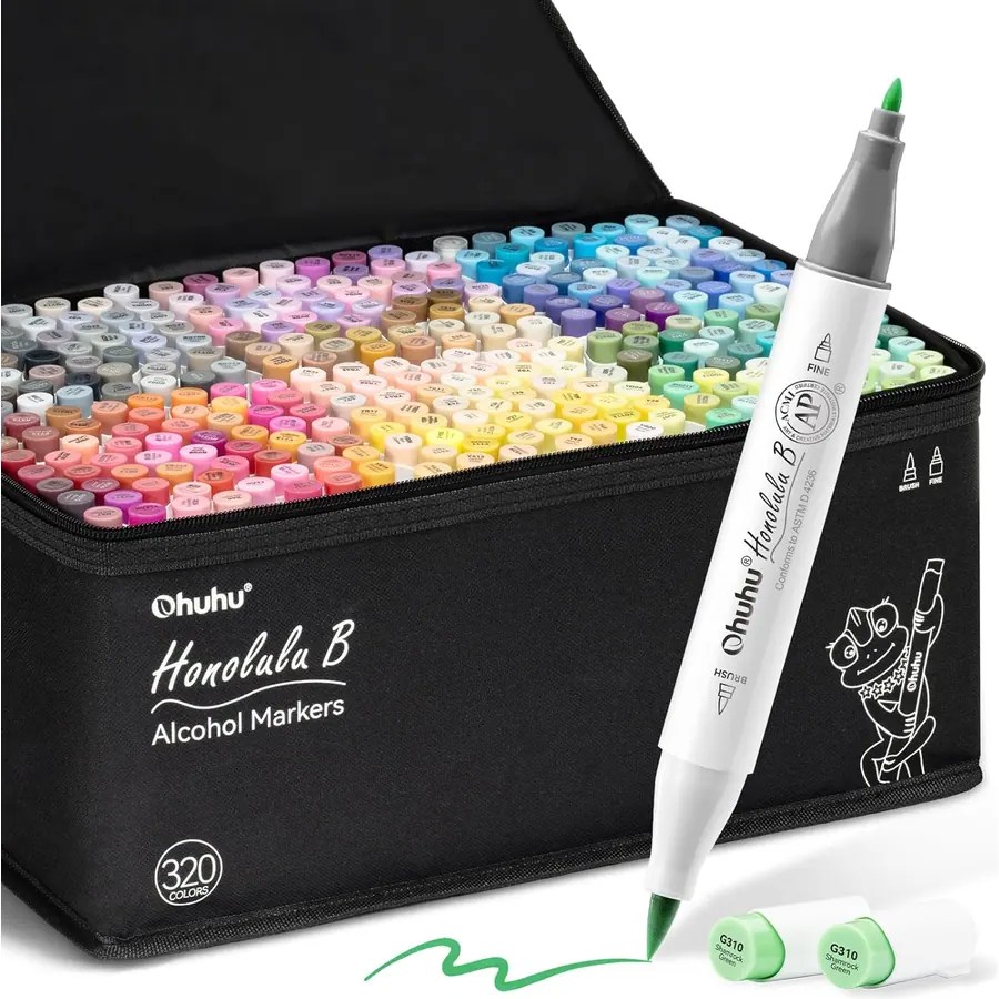 Ohuhu Alkohol Marker 320 Pinsel & Fein Kunst Skizzen Set