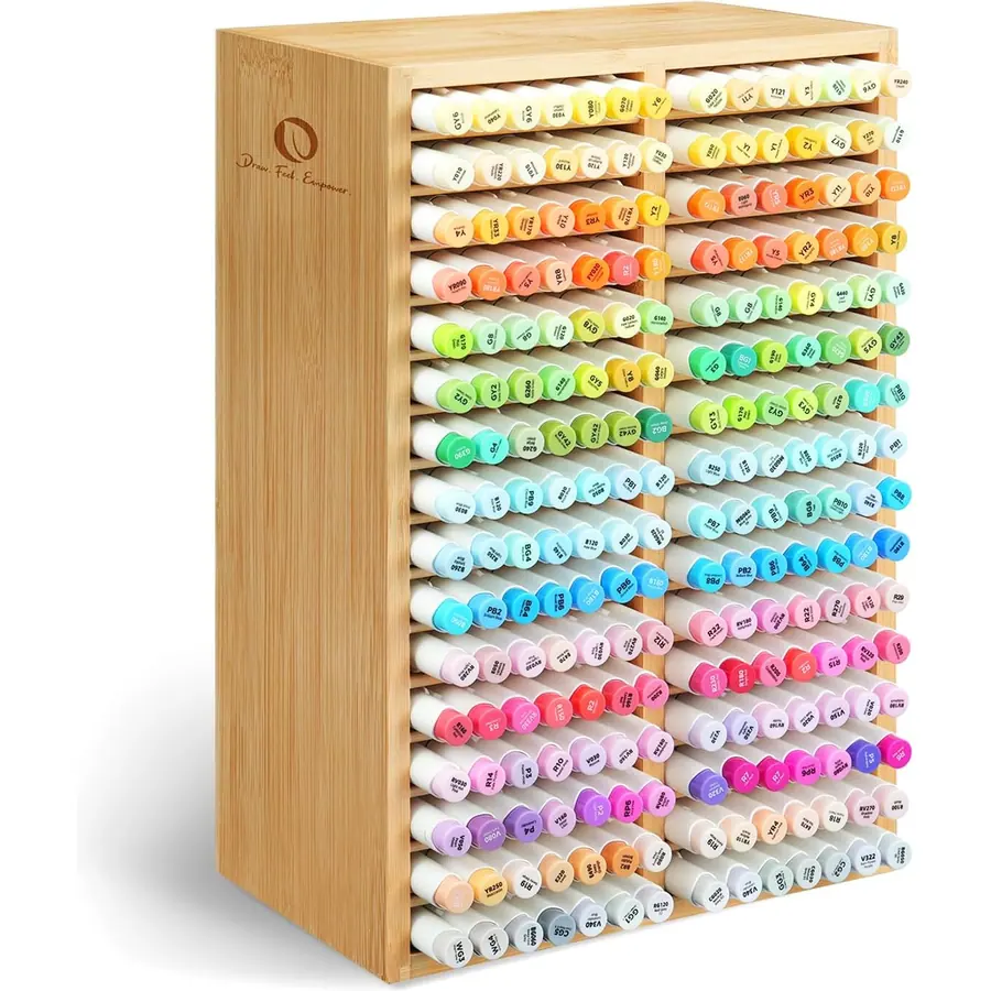 Ohuhu Bambus Marker Organizer, Holz Desktop Aufbewahrung für 224 Markerstifte Honolulu und Oahu Serie…