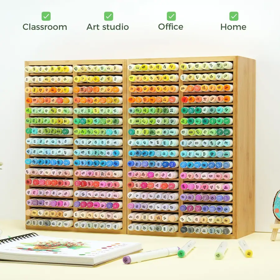 Ohuhu Bambus Marker-Organizer für 224 Marker – Maße 42T x 29B x 17H cm – Miniaturansicht 6