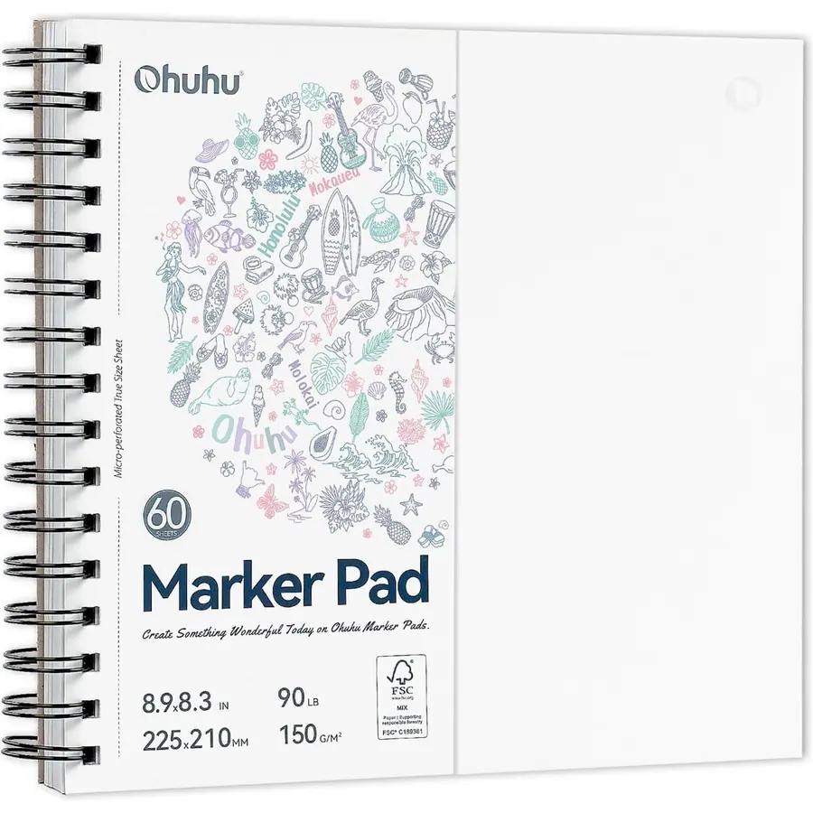 Ohuhu Skizzenbuch Doppelseitig Durchschlagfest - 120 Seiten (60 Blatt) 150 g/m² Papier - Spiralgebundenes,…