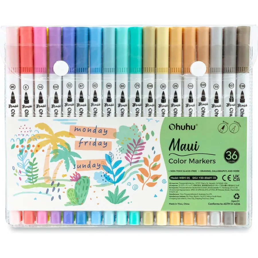 Ohuhu Dual Brush Pen Set, 36 Pastellfarben Filzstiftet auf Wasserbasis Stifte Set für Erwachsene…