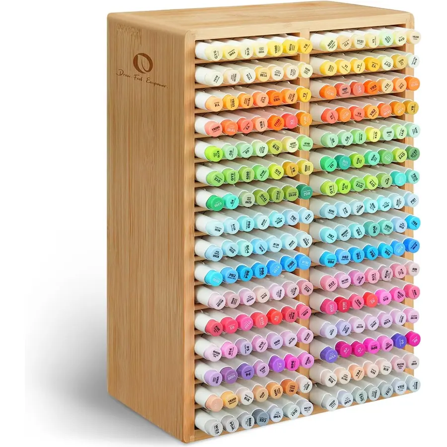Ohuhu Bambus Organizer,Holz Desktop Aufbewahrung für 224 Markerstifte