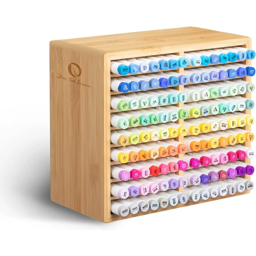 Ohuhu Bambus Organizer,Holz Desktop Aufbewahrung für 126 Markerstifte