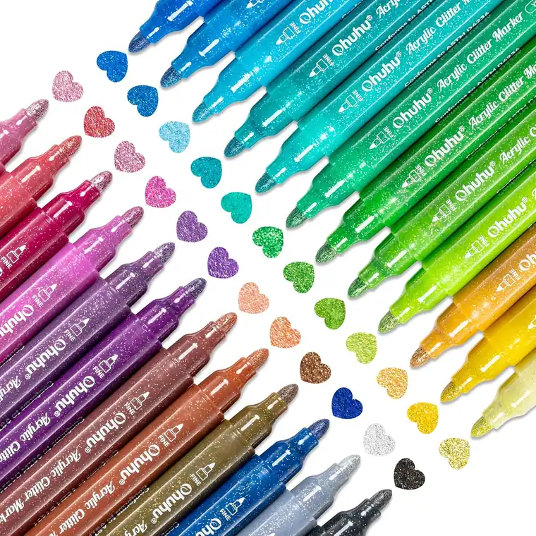Ohuhu Glitzerstifte 24 Farben, 3mm Wasserbasis