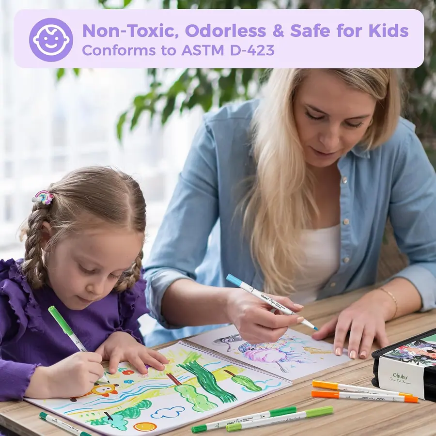 Ohuhu Filzstifte Paper-Friendly, 60 Farben Marker auf Wasserbasis – B0G91RPLZP – Miniaturansicht 5