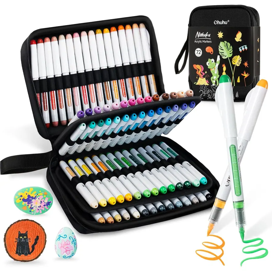 Ohuhu Acrylstifte 72 Pinselspitze Deckkraft für DIY Basteln
