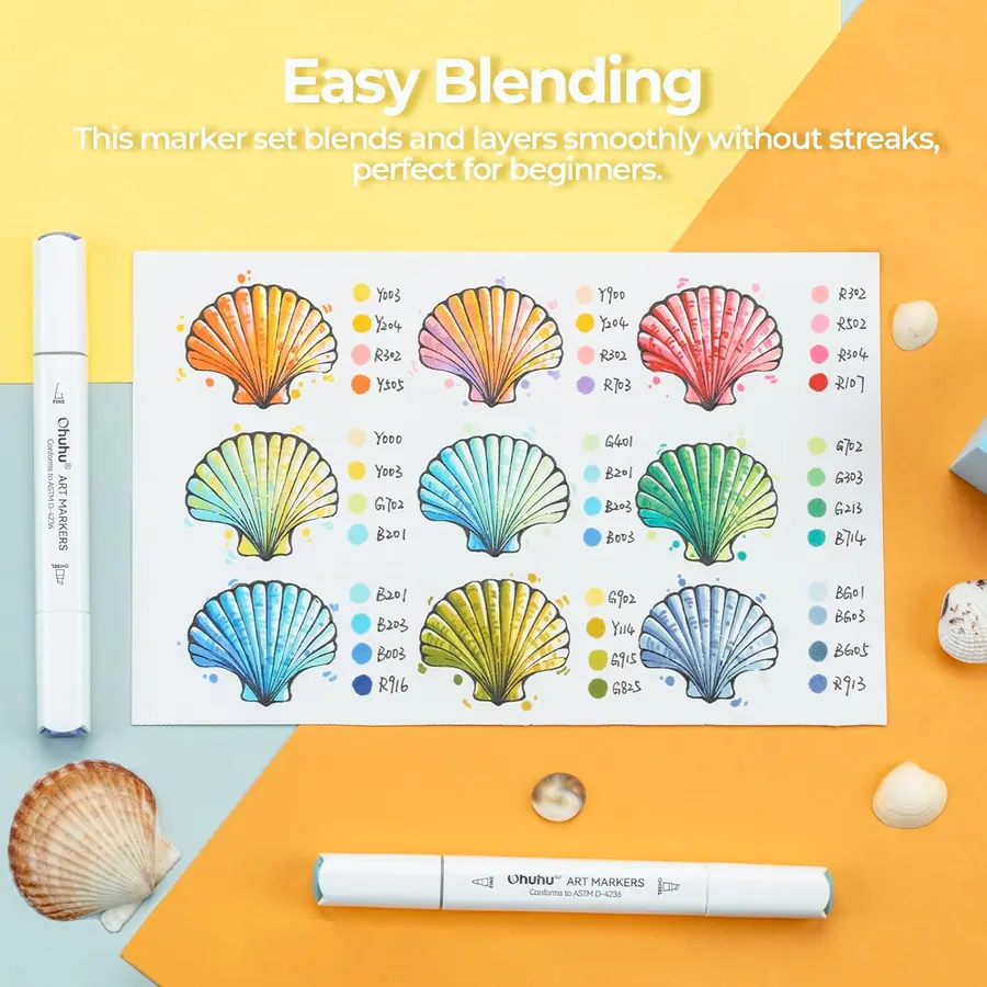 Ohuhu Alkohol Marker, 80 Farben Double Tipped Marke Stifte + 1 Blender – B0HF8H6GR7 – Miniaturansicht 5